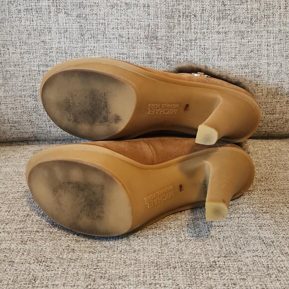 Michael Kors Carlie Faux Fur Suede Lace Up High Heel Ankle Boot - Picture 5 of 5